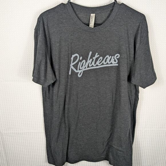 Righteous Shirt Large Gray Tri-Blend Graphic Tee American Apparel Soft Casual - Picture 1 of 5